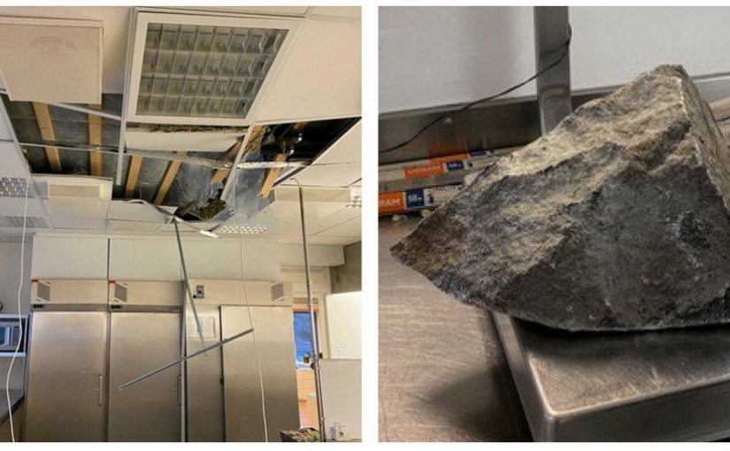 Sprängning gick snett – 24 kilos sten for in genom taket